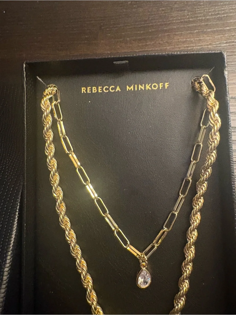NEW Rebecca Minkoff gold necklace set